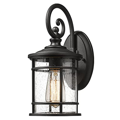 Outdoor Wall Light Fixture (Black - Seeded Glass / 12.5 Inch)