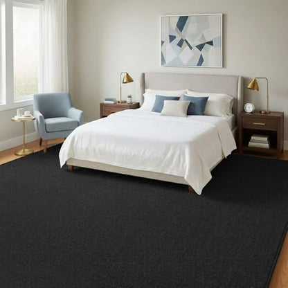 Large 8x22 Living Room Rug (Solid Black)