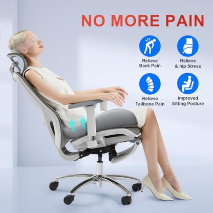 XL Ergonomic Seat Cushion Relieves Sciatica & Tailbone Pain (Grey / X Large)