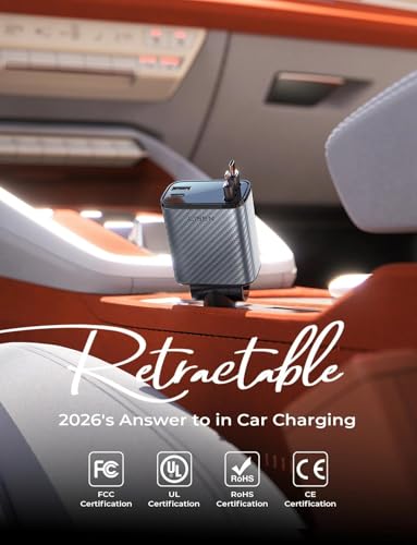 Retractable Car Charger (Carbon Grey / 31.5 Inch)