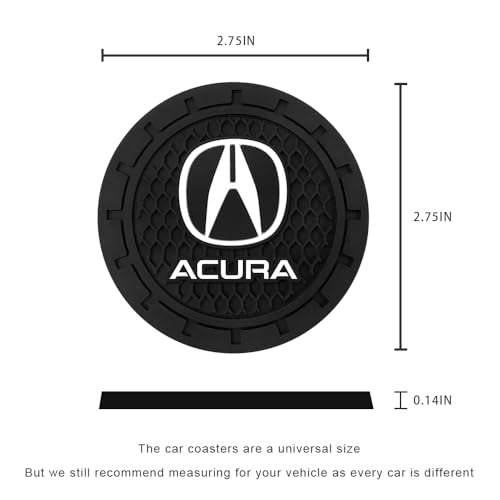 Car Cup Holder Coaster for Acura CDX NSX RDX RLX TL Series Recessed Silicone Cupholder Coaster Interior Accessories 2.75in 2Pieces Black (Black-09)
