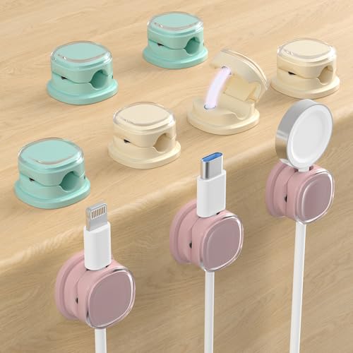 Magnetic Cable Clips (9-PCS Purple_Apricot_Cyan)