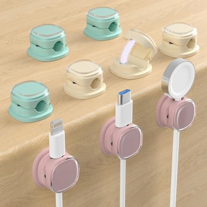 Magnetic Cable Clips (9-PCS Purple_Apricot_Cyan)
