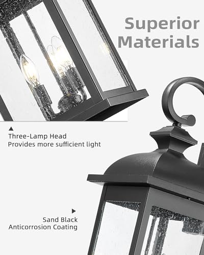 26" Outdoor Wall Light (Matte Black, Seeded Glass / 26", Single Unit)