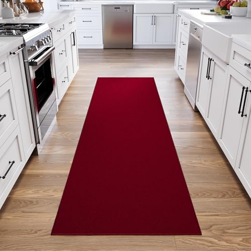 3x10 Hallway Runner Rug (Solid Red)