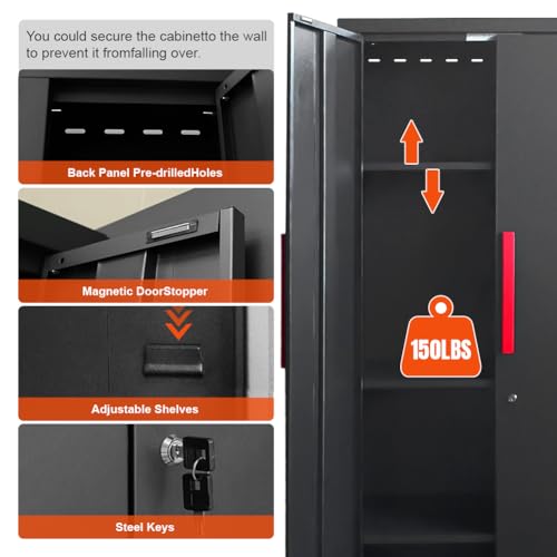 6 Pcs Garage Storage Cabinet System (Black-6pcs)