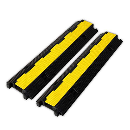 2 Pack Rubber Cable Ramp Hose Cable Protector Ramp 1 Channel 22000Lbs Load Capacity Traffic Speed Bump Wires Power Lines Extension Cord Cover for Indoor Outdoor (22000lbs-1channel-2pack)