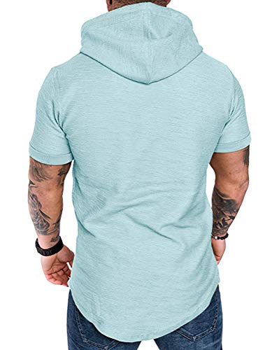 Mens Fashion Hoodies Sport Pullover Solid Color Shirt Workout Lightweight Tops Sky Blue XX (XX-Large / Sky Blue1)