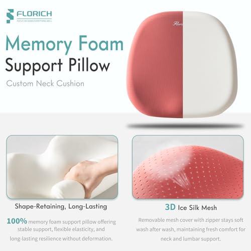 Car Seat Cushion and Lumbar Support Pillow for Office Chair Car (Red / 2Pcs)
