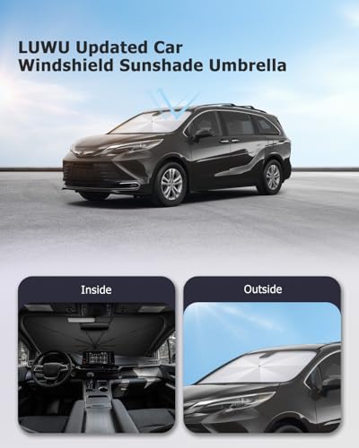 2025 Upgrade Car Windshield Sun Shade Windshield Sunshade Umbrella [Star Fabric] Protect Car from Sun Rays&Heat Damage Keeps Vehicle Cool (L2)