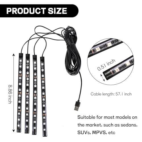 Car LED Strip Light (48 LED,USB / blue)