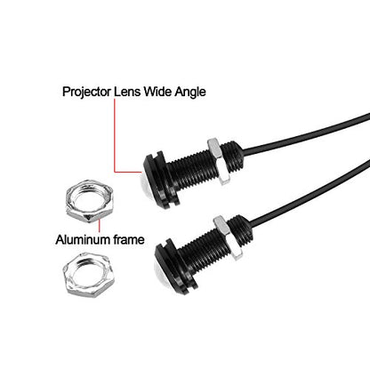 10Pcs 18mm 12V Eagle Eye LED Car Fog DRL Daytime Running Light Backup Reverse Tail Rock Lights Small bulb (Black case / White light)