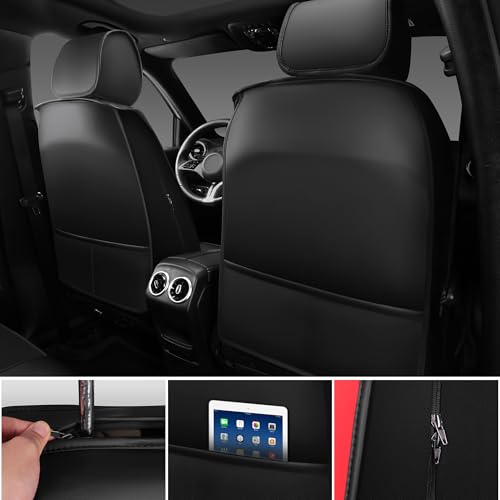 Nappa Leather Car Seat Covers Front Seats (Black Red / Front Seats)