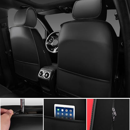 Nappa Leather Car Seat Covers Front Seats (Black Red / Front Seats)