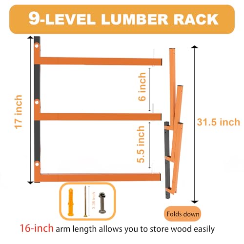 Lumber Rack Wall Mount (A– 6 Pack, 9 Level)