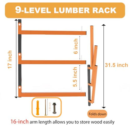 Lumber Rack Wall Mount (A– 6 Pack, 9 Level)