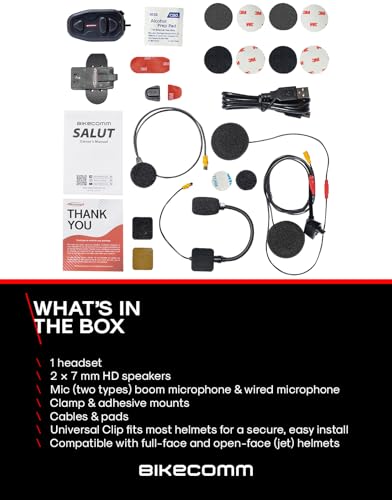 Salut Motorcycle Helmet Speakers Intercom (Single Pack / New Version Black)