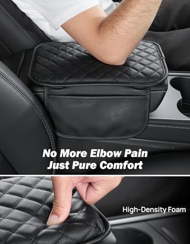 Center Console Cover with Storage Bag for SUV Sedan Car (Black / 12.6" x 7.75" x 0.66")