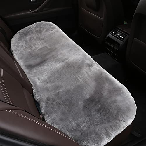 Genuine Sheepskin Car Seat Cushion Seat Covers for Cars Trucks SUV Comfort Seat Protector Pad for Car Driver Seat Car Accessories (Grey / 2 Front Seat Cushions & Bench Seat Cushion-3 Pcs)
