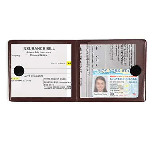 Car Registration and Insurance Card Holder (Leather Brown)