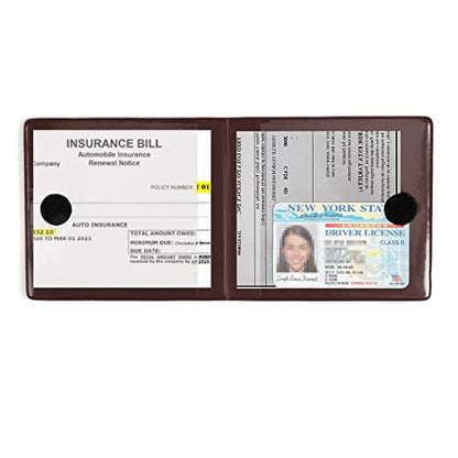 Car Registration and Insurance Card Holder (Leather Brown)