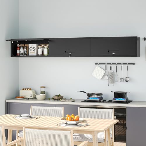 Metal Wall Storage Cabinet with Up (13.8"H / Black)