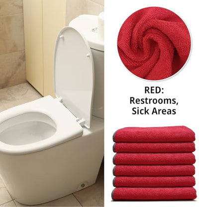 Premium Microfiber Cleaning Cloth 16"x16" (Red)