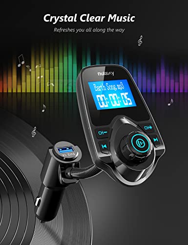 Bluetooth 5.4 Car Adapter FM Transmitter with 1.44" LCD Screen Black (Black)