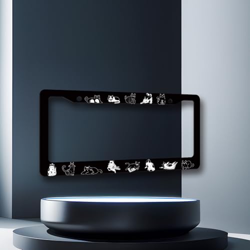 Cute Animal Cat Stainless Steel Cats License Plate Frame 12.2 x 6.2 Inch (Cute Cats Print)