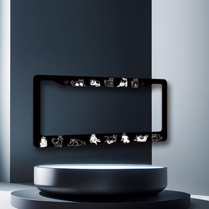 Cute Animal Cat Stainless Steel Cats License Plate Frame 12.2 x 6.2 Inch (Cute Cats Print)