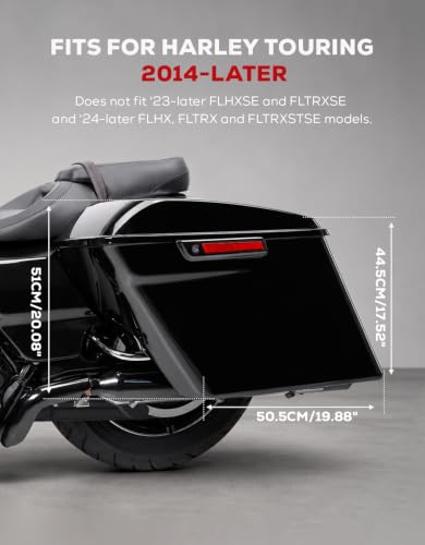 Motorcycle 5" Stretched Saddlebags Fit For Harley Touring 2014 (5" Stretched-Vivid Black W/ Black Latches)