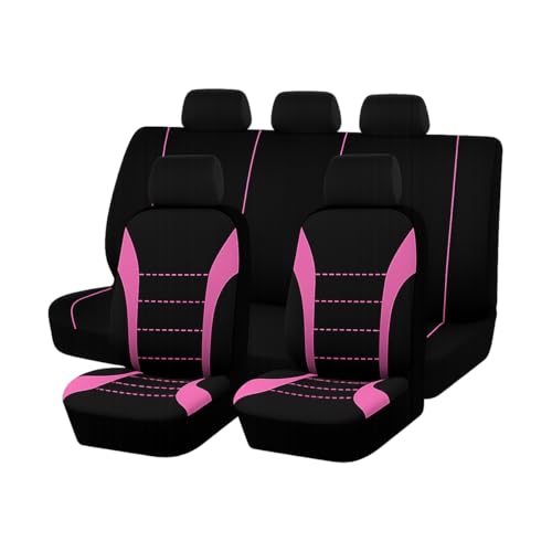 Polyester Full Car Seat Cover Set with Sponge Padding (Pink/Black)