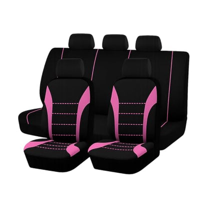 Polyester Full Car Seat Cover Set with Sponge Padding (Pink/Black)
