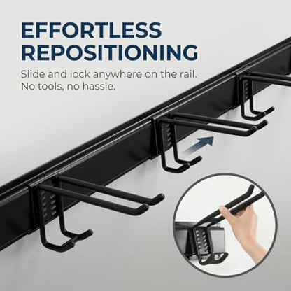 96 Inch Heavy Duty Wall Mount Garden Tool Organizer for Garage (Black / 96 Inch)