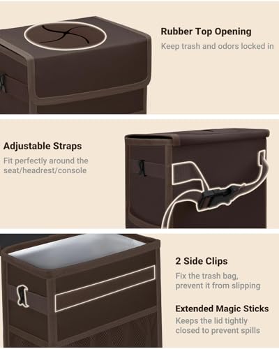Car Trash Can with Lid (3 Gallons / Brown)