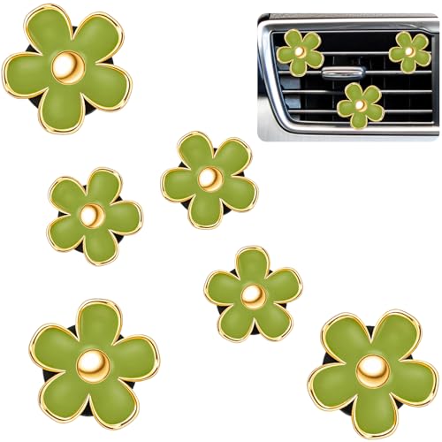 6 Pcs Daisy Vent Clips for Car (Green / 1 Count (Pack of 6))