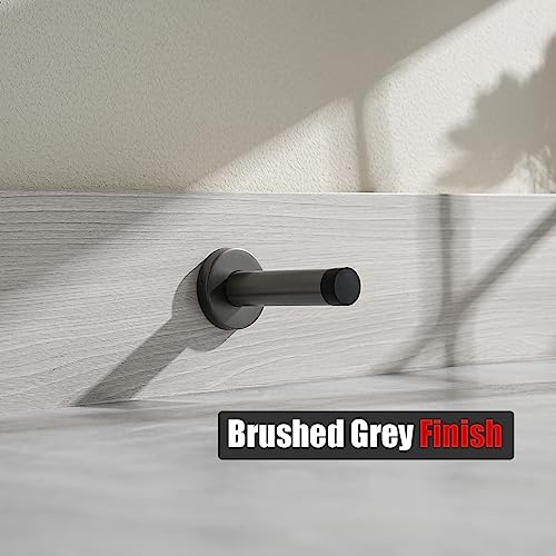 Door Stopper 304 Stainless Steel Thicken 1mm Sound Dampening Door Stop Bumper Wall Protetor 2 Pack (2 Pack / Brushed Grey)