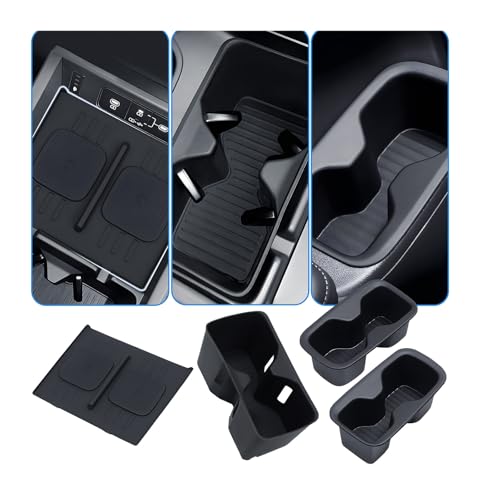 1st & 2nd Row Cup Holder Insert & Wireless Charging Protective Mat for Hyundai Santa Fe 2026 2025 2024 (for hyundai santa fe 2024-2026)