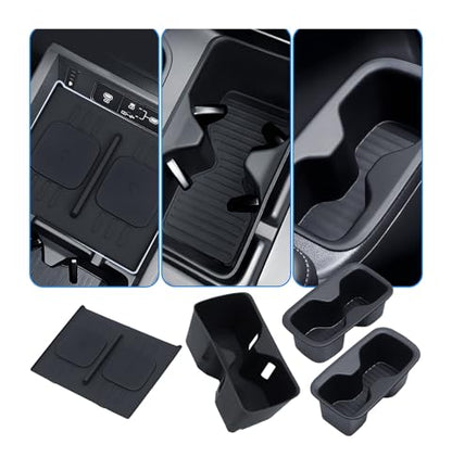 1st & 2nd Row Cup Holder Insert & Wireless Charging Protective Mat for Hyundai Santa Fe 2026 2025 2024 (for hyundai santa fe 2024-2026)
