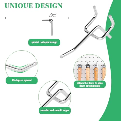 50Pcs 2" 5CM Pegboard Hooks Assortment Set (2 Inches / Silver)