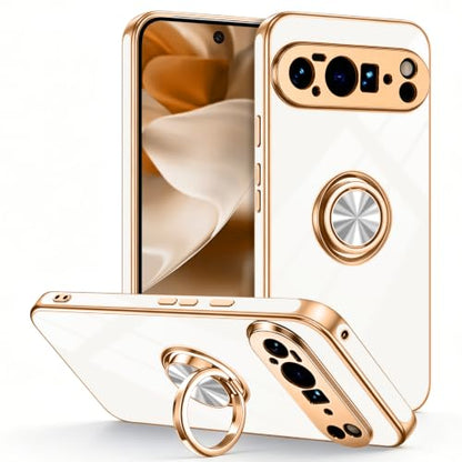 for Google Pixel 10 Pro XL Case with Ring Stand White (White / 6.8" Pixel 10 Pro XL)