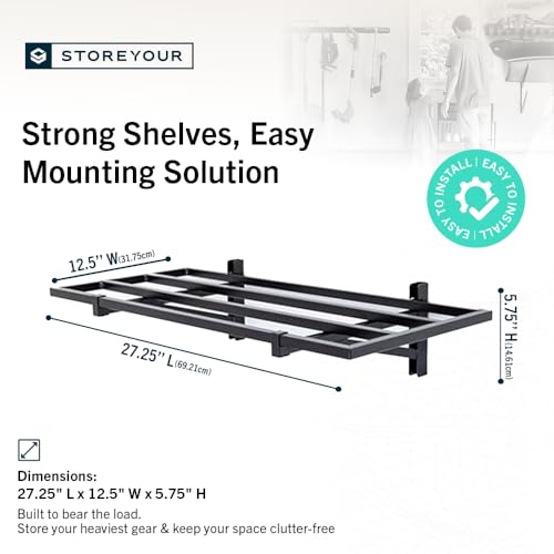 Garage Wall Shelf (Black / 1x2ft 2-Pack Shelf | 100lb Each (No Hooks))