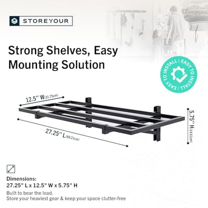 Garage Wall Shelf (Black / 1x2ft 2-Pack Shelf | 100lb Each (No Hooks))