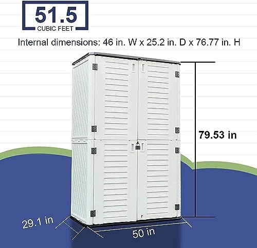 Outdoor Storage Cabinet Waterproof (66 Cu.ft White Shed-08H)