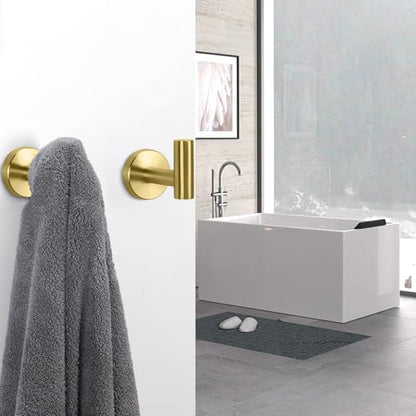 Bath Towel Hooks (Brushed Gold / 3 Pack)
