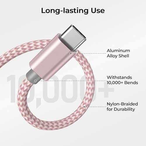 for iPhone 17 16 Pro Max Charger Cord (3Pack 3.3/6.6/10FT(1/2/3M) / 3 Pack / Pink)