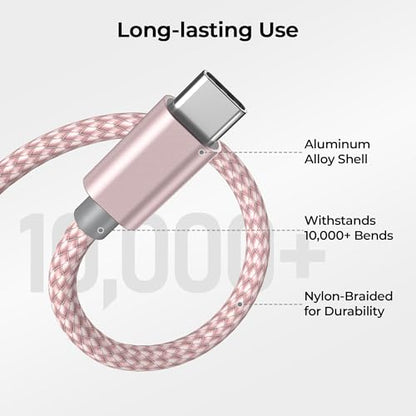 for iPhone 17 16 Pro Max Charger Cord (3Pack 3.3/6.6/10FT(1/2/3M) / 3 Pack / Pink)