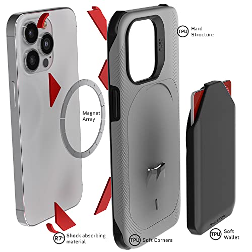EXEC iPhone 13 Pro Wallet Case with Removable Card Holder for MagSafe Charger and Supports Magnetic Car Vent Mounts Protective Phone Cover Designed for 2021 Apple iPhone13Pro (iPhone 13 Pro / Gray)