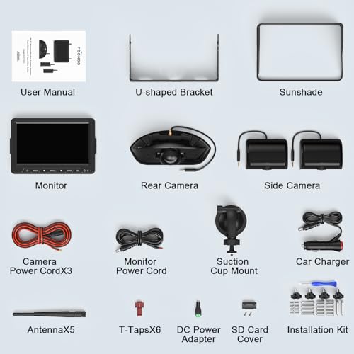 HD 1080P 7" Wireless 3 Backup Camera System for Furrion Pre (7" 3-Cam)
