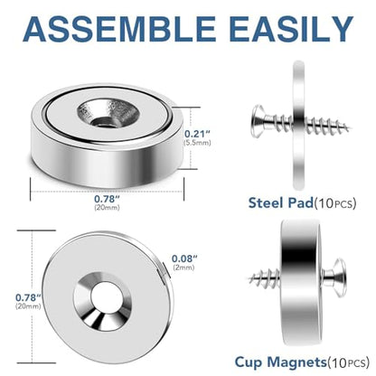 Round Magnets with Hole 40LB Strong Rare Earth Neodymium Magnets